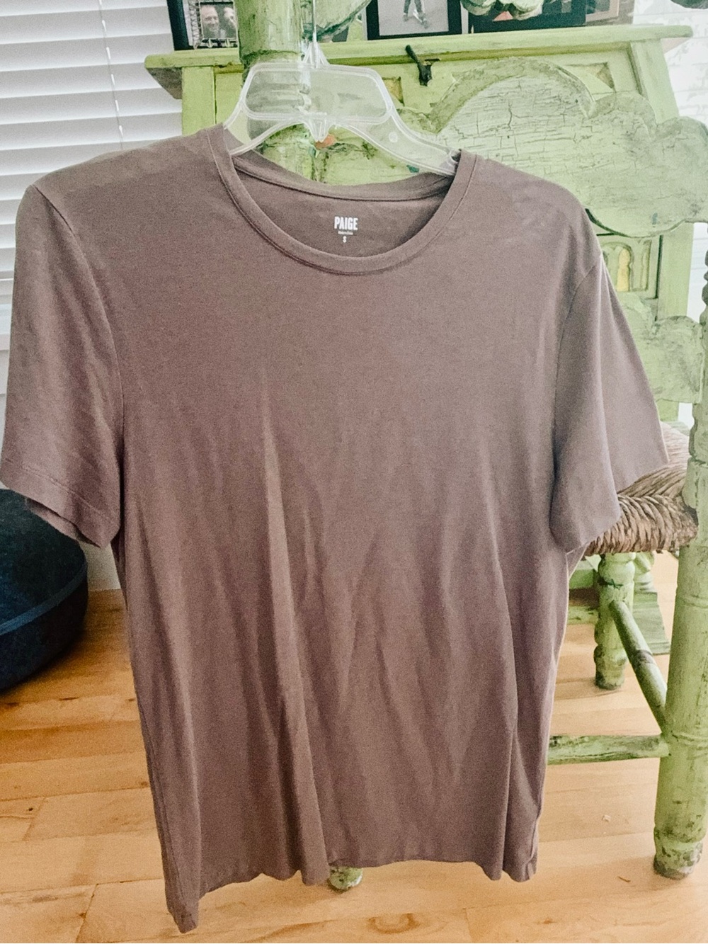PAIGE Men's Short-Sleeve Crewneck T-Shirt in Taupe Brown